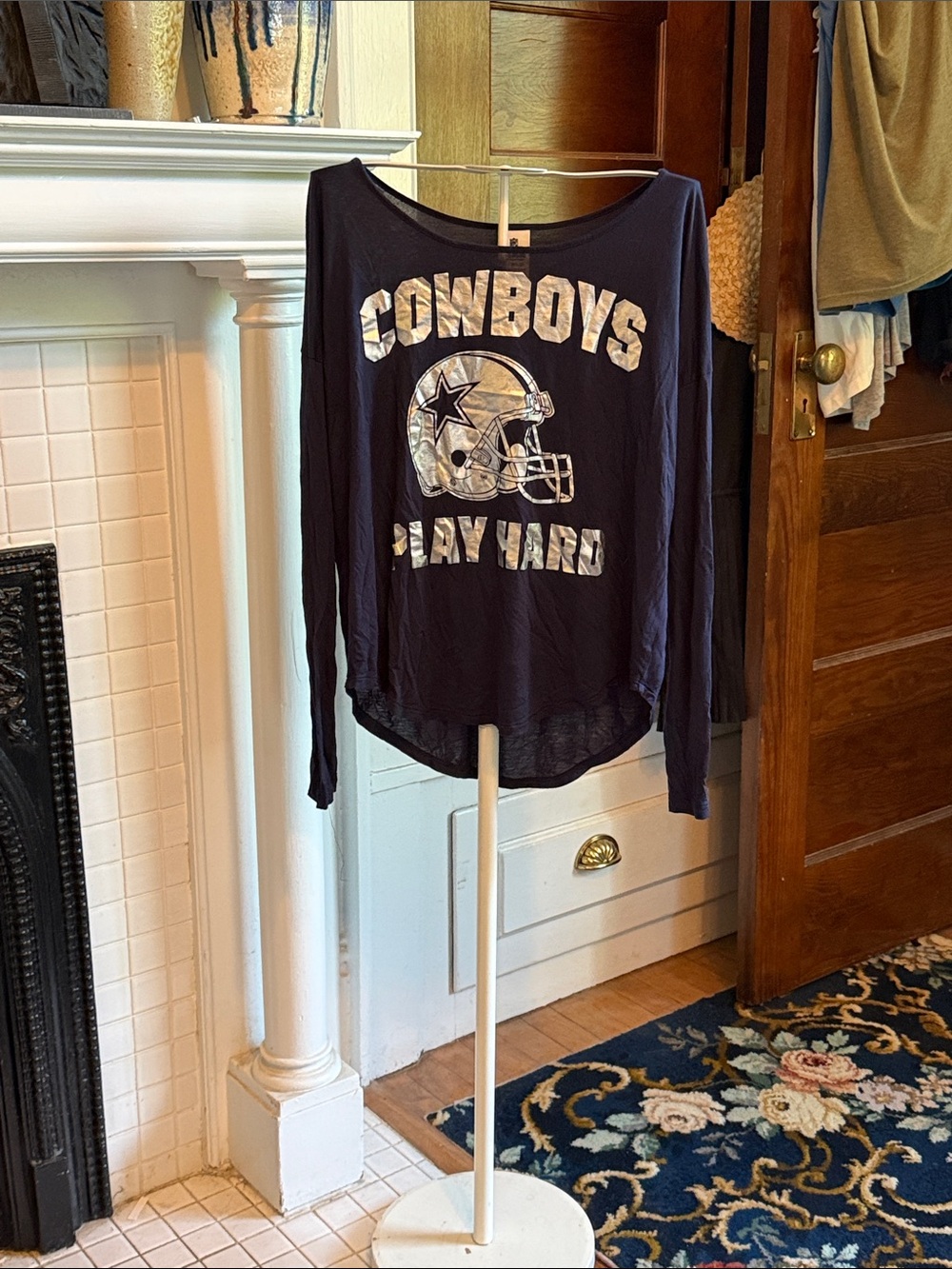 PINK Victoria's Secret Navy Cowboys Play Hard Long Sleeve Tee - worn maybe twice